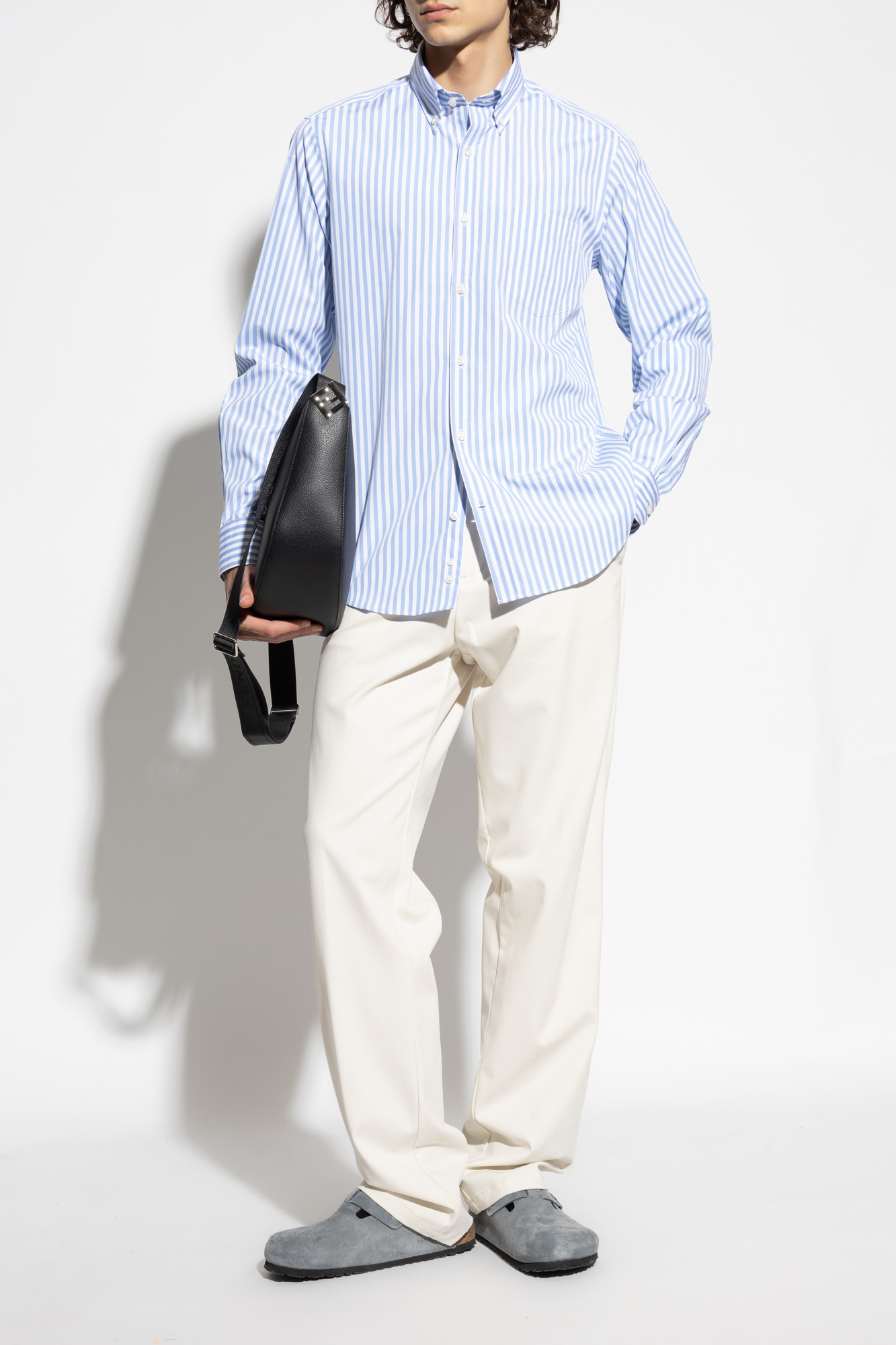 Trousers With Slightly Tapered Legs, Men's, Cream