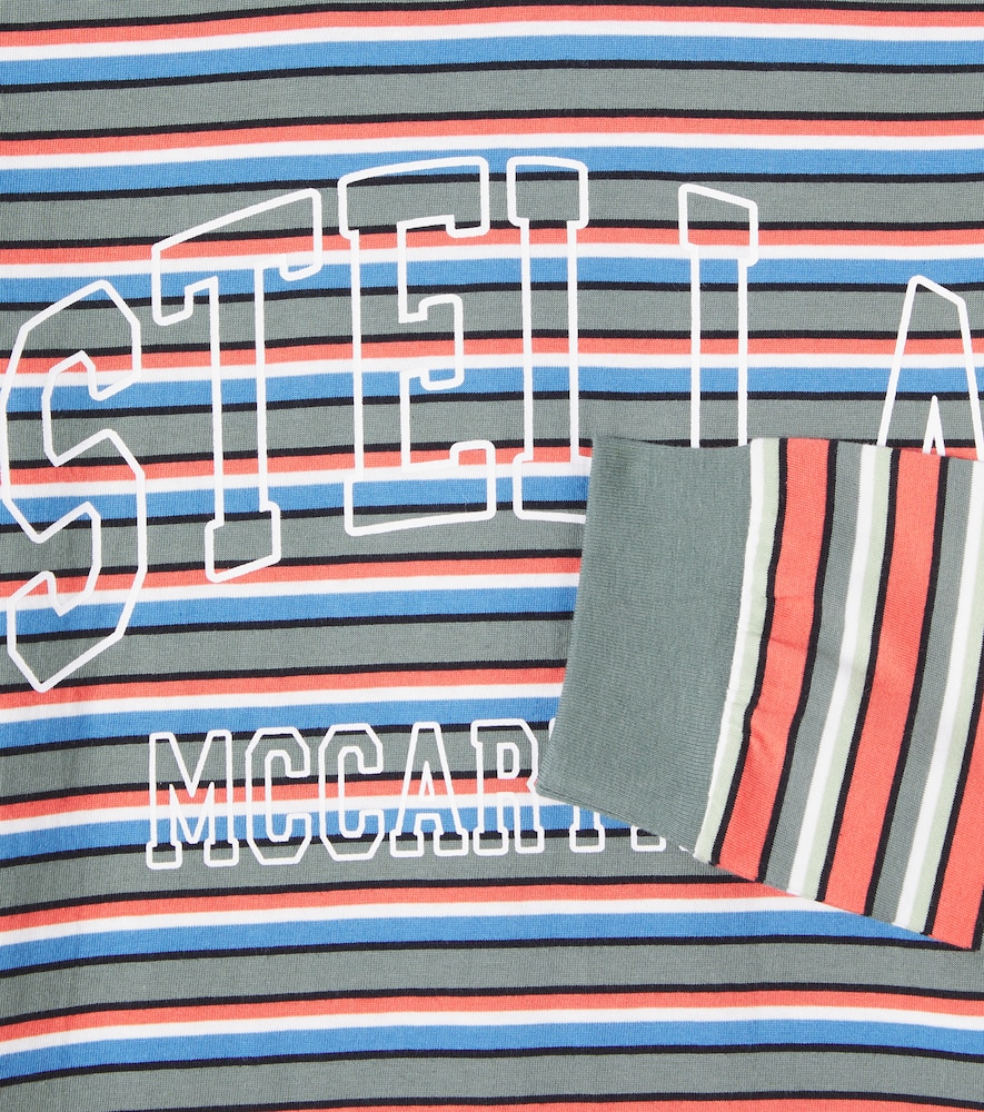 Logo striped cotton jersey top