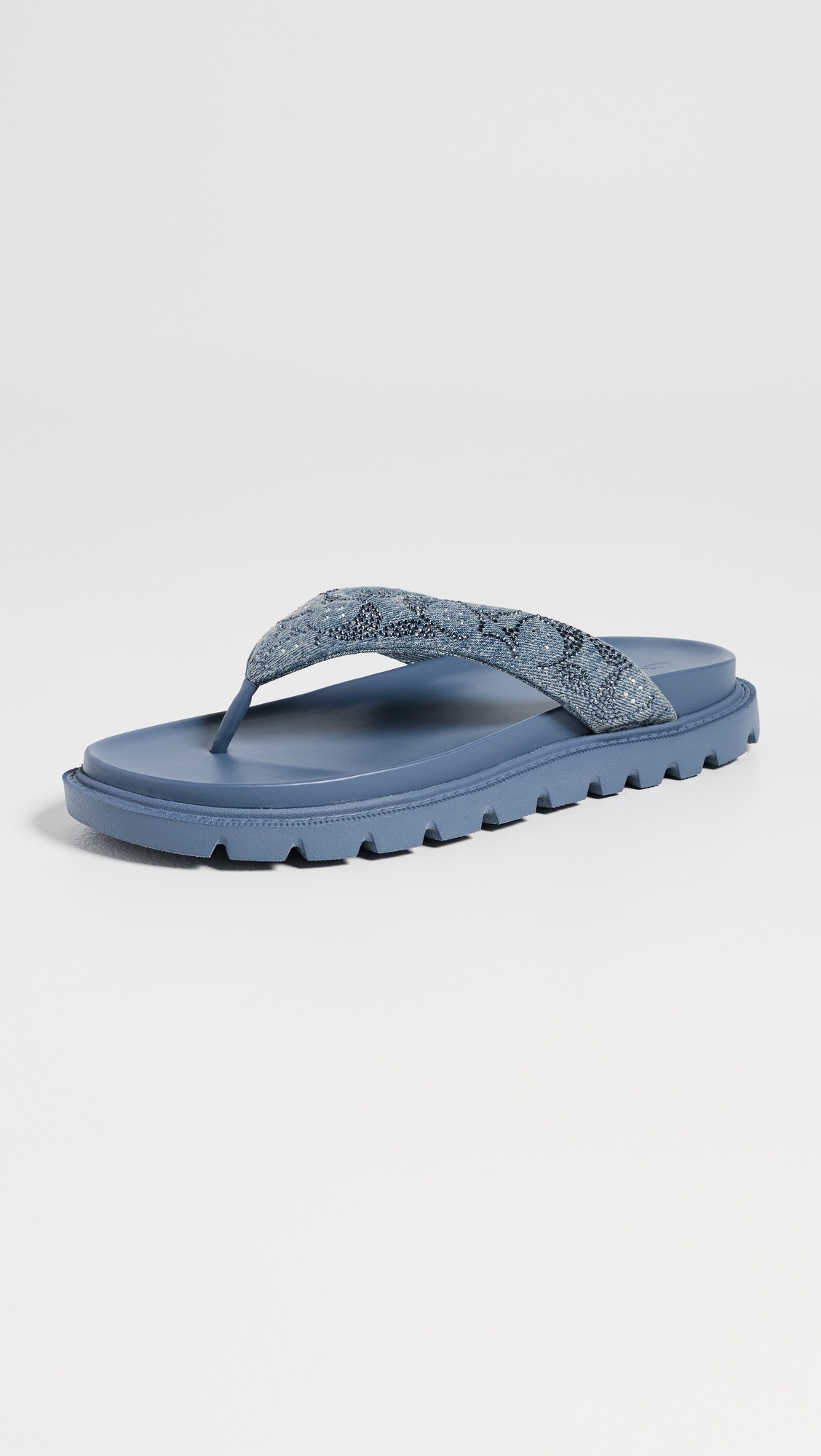 Brynn Thong Sandals Denim Crystals