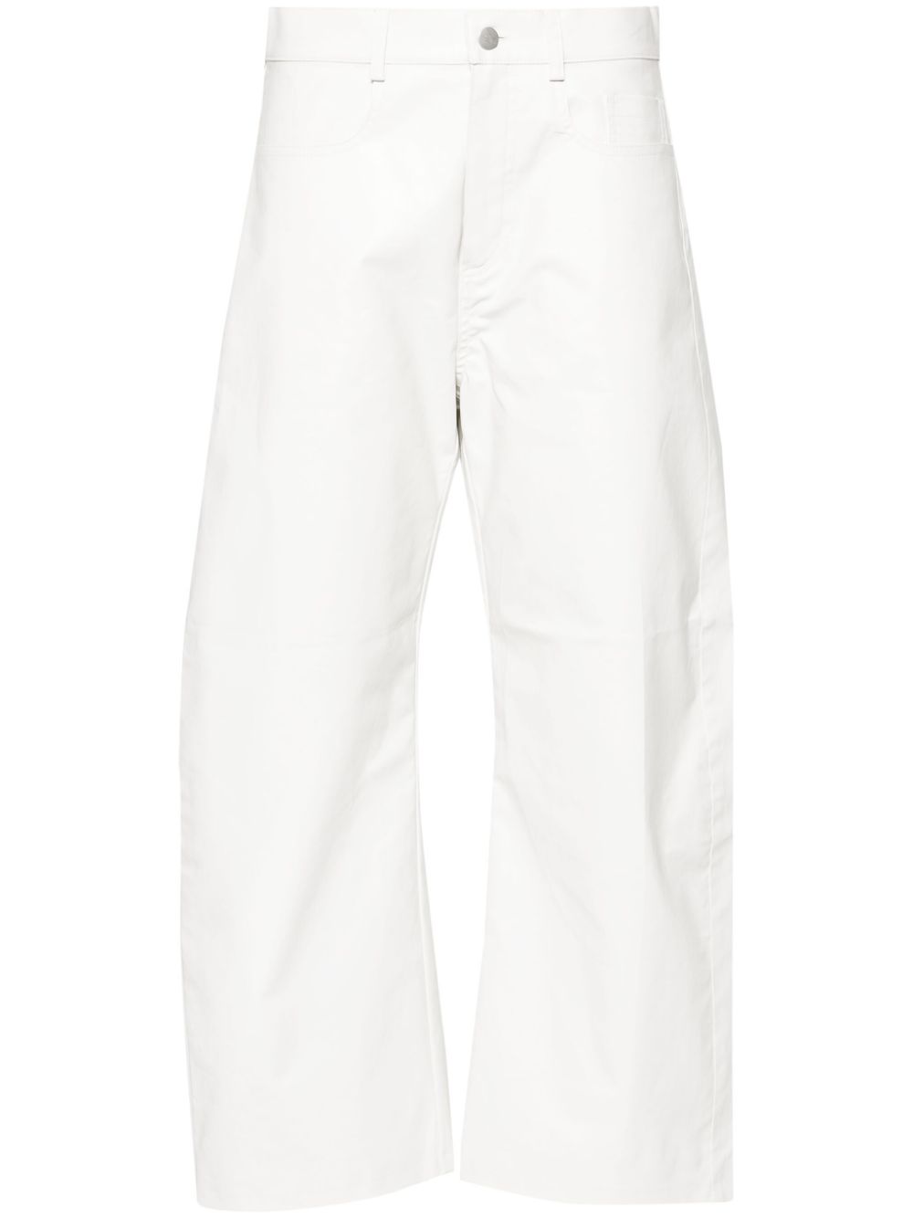 Textured straight trousers - White