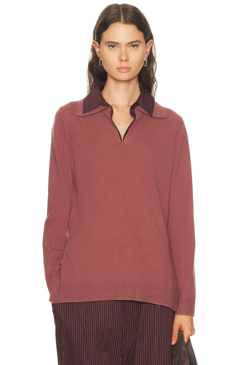 LESET Zoe Yoshi Polo Top in Maud - Mauve. L also in M