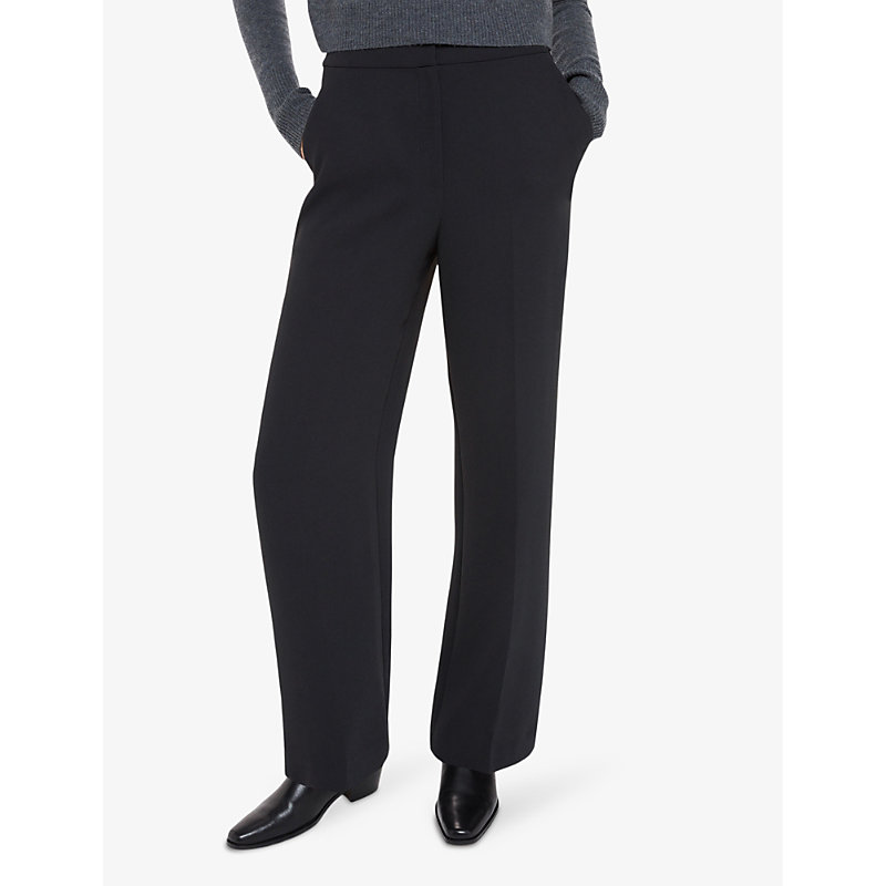 Womens Black Ultimate High-rise Full-length Recycled-polyester Trousers