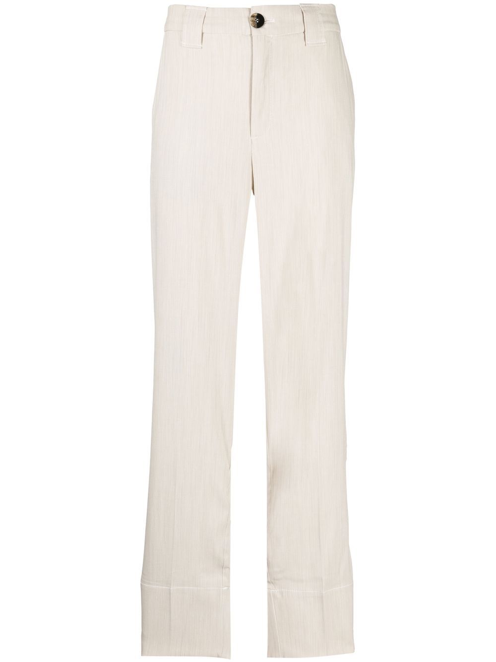 High-waisted straight-leg trousers - Neutrals