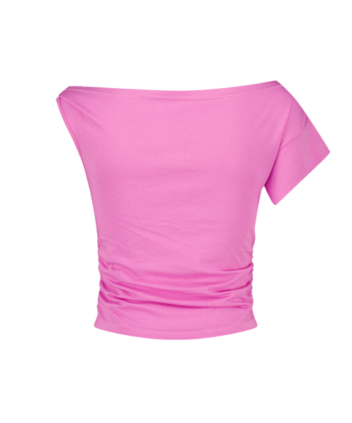 TWIST UNBALANCE LETTERING T-SHIRT PINK