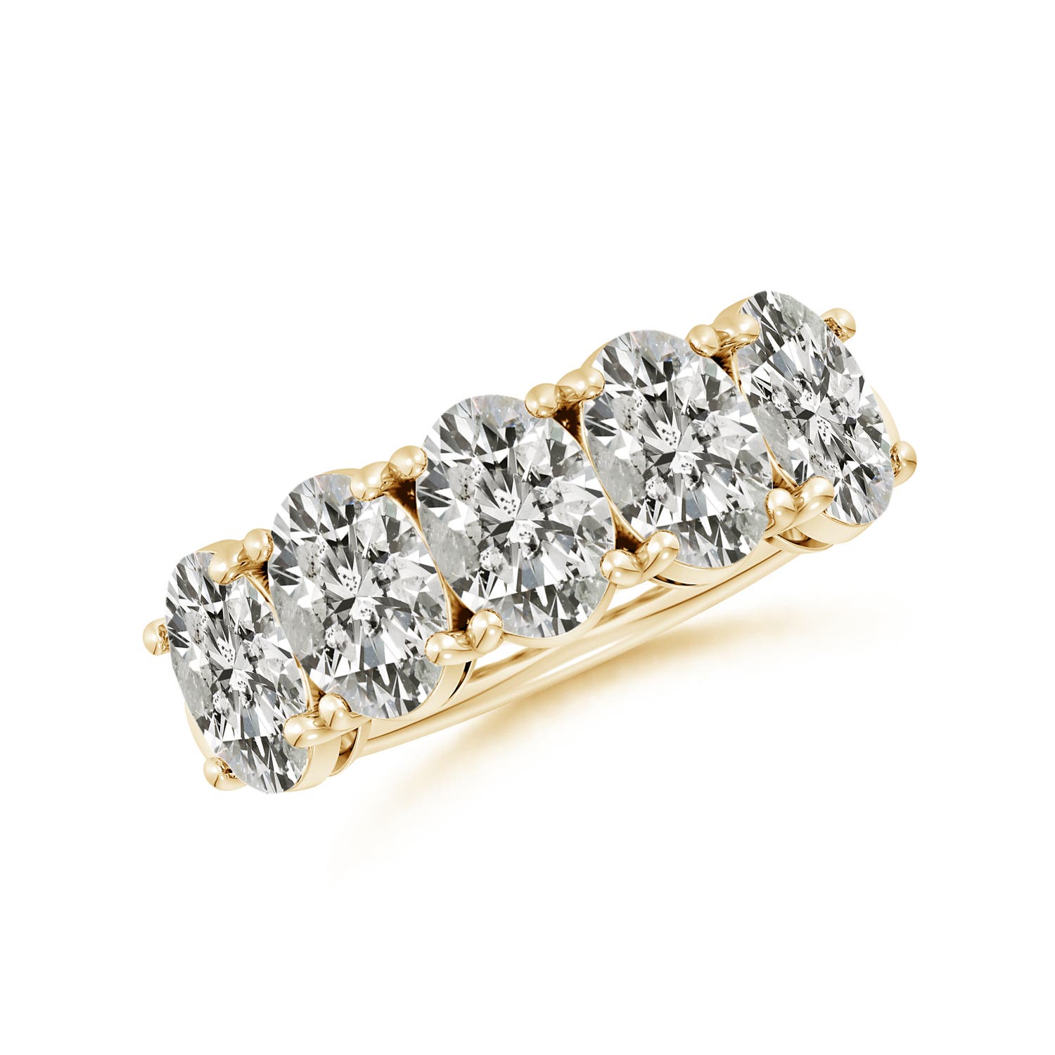 Angara 3.8 Carats Oval Diamond Five Stone Classic Anniversary Ring in 14K Yellow Gold