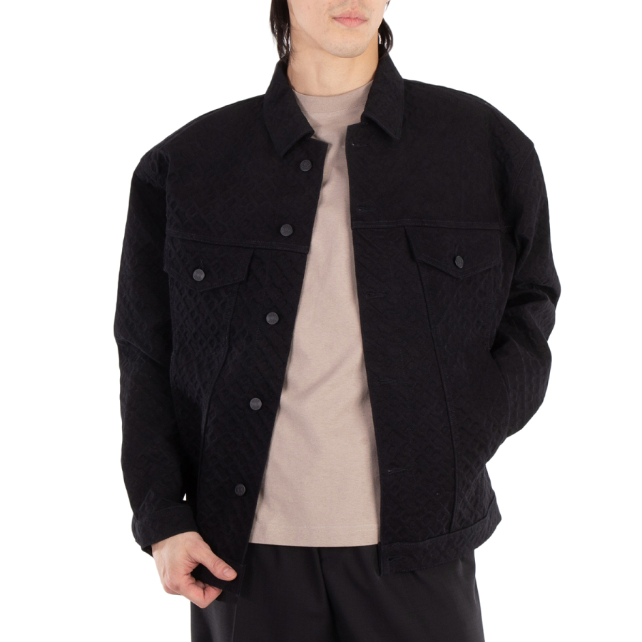 Monogram-Embossed Cotton Denim Jacket