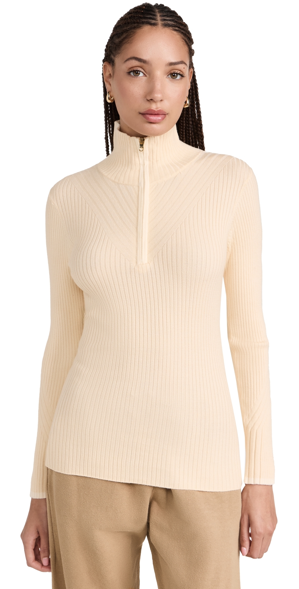 Demi Half Zip Knit Pullover Whitecap Grey
