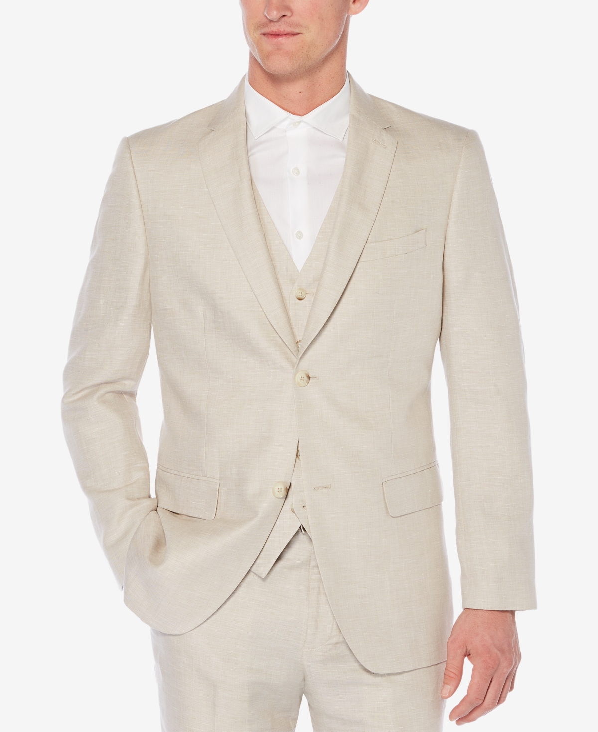 Men's Herringbone Linen Blazer - Natural Linen