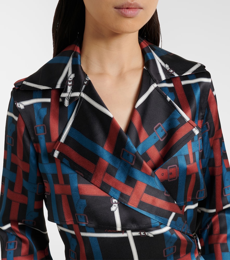 Belt Check crêpe wrap dress