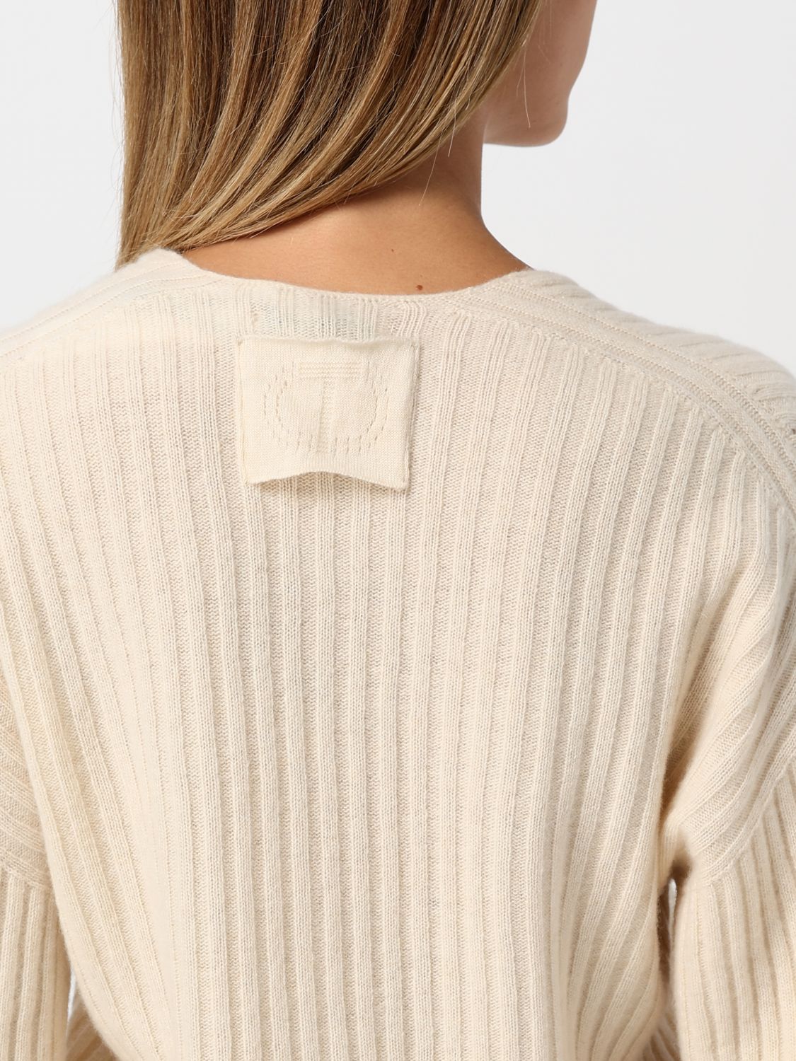 V-neck ribbed-knit jumper - Blue