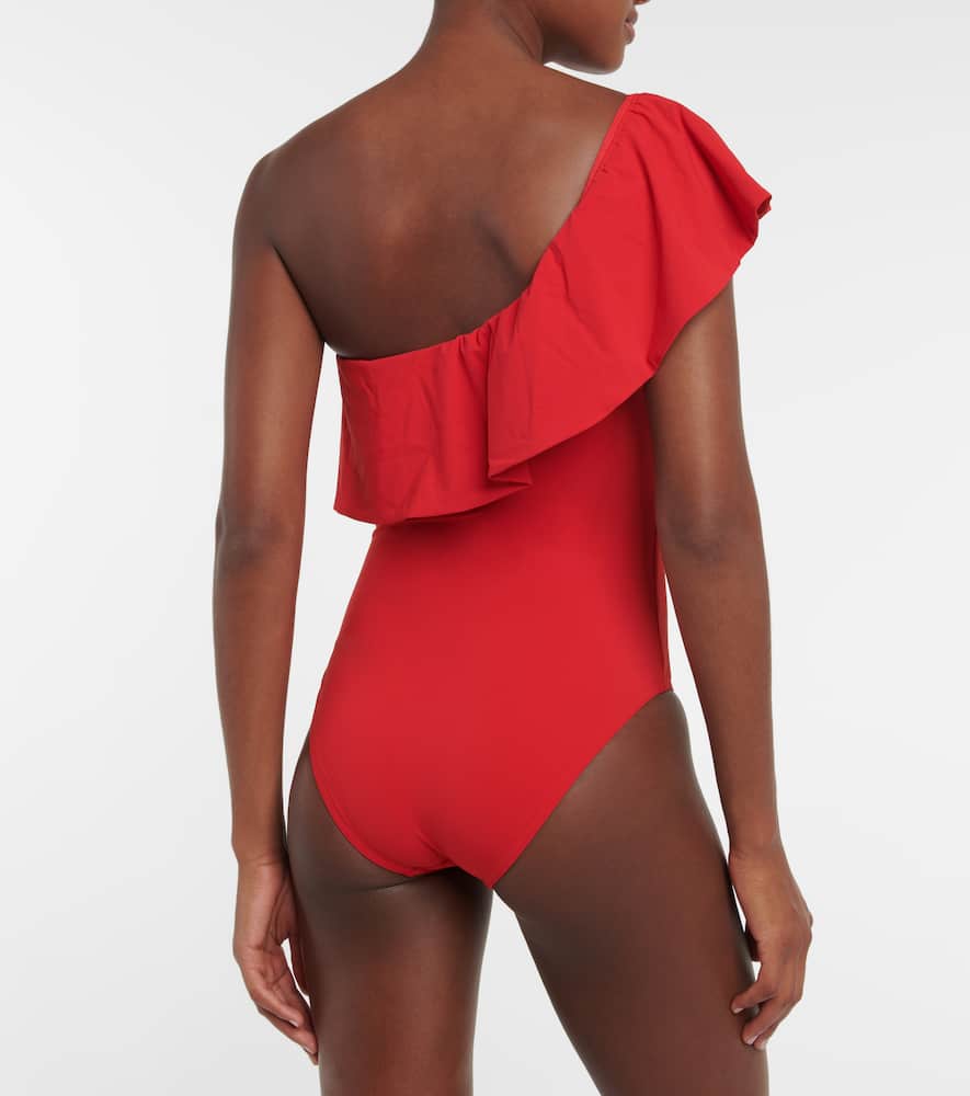 Ruffle-trimmed one-shoulder swimsuit