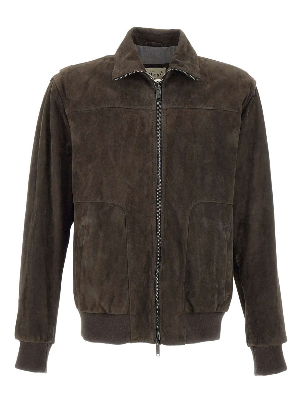 Zip-front suede jacket - Brown
