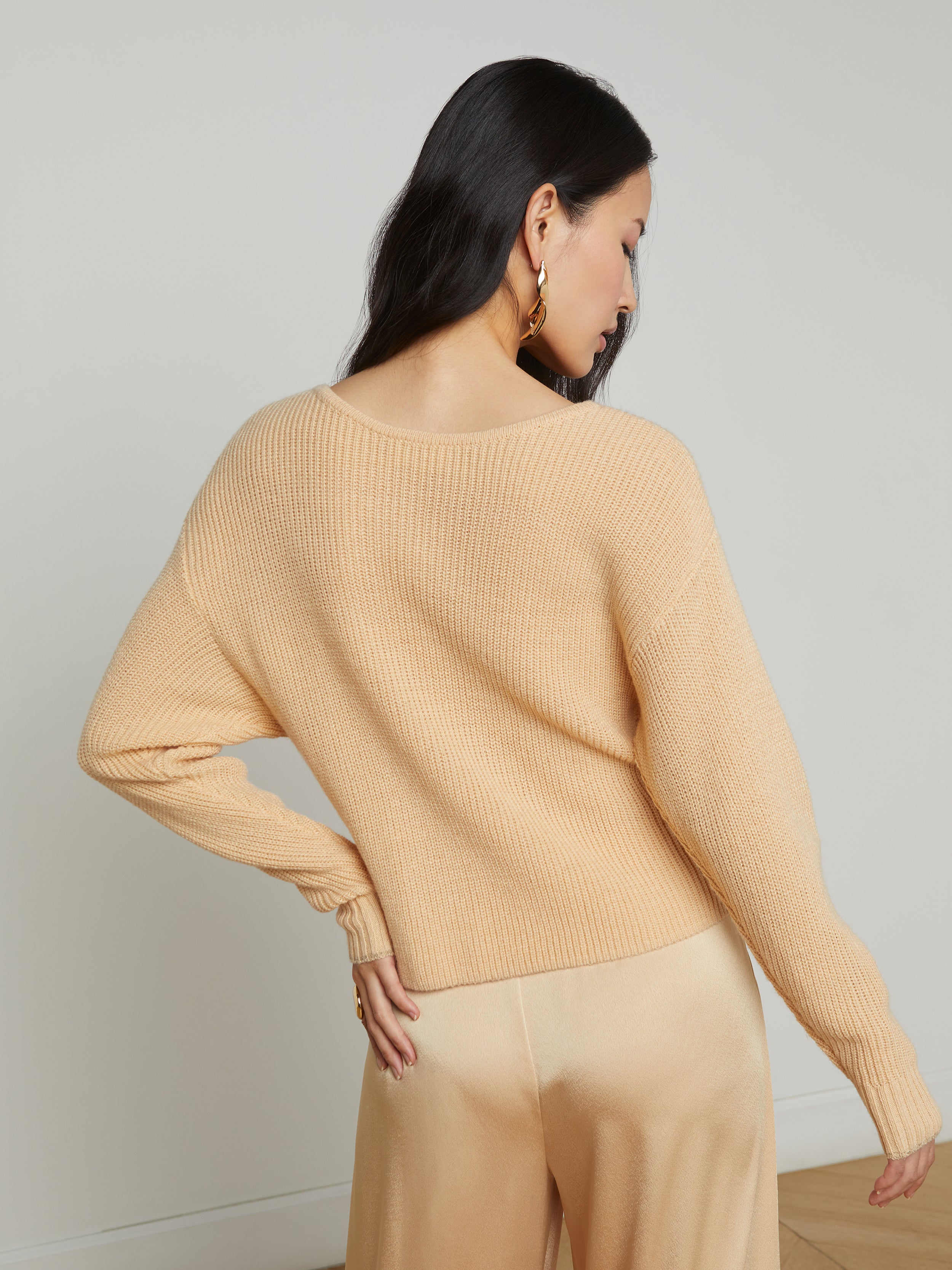 Antonella Crossover Sweater In Warm Sand
