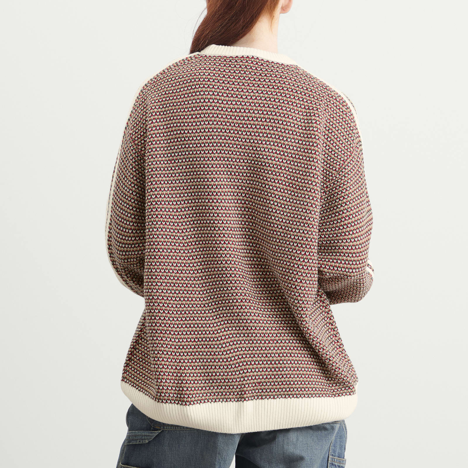 Women's Xmas Knit Jumper Off White/Collegiate Green/Equipment Red