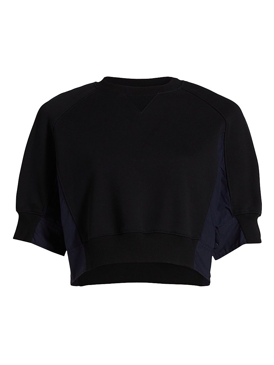 Women's Puff Sleeve Cropped Combo Sweatshirt - Midnight