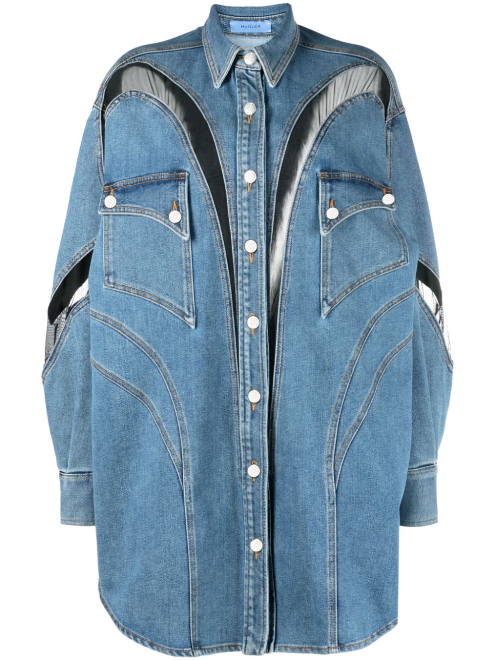 Panelled denim shirt - Blue