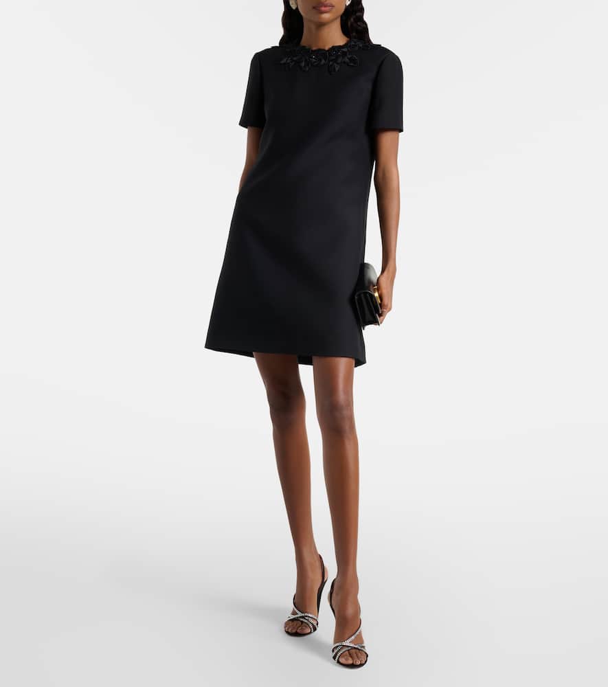 Embellished wool and silk minidress