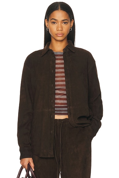 SPRWMN Elise Button Up Top in Americano - Chocolate. L also in