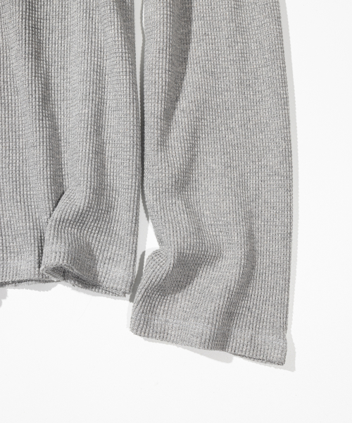 Waffle Cut Divide Boat Neck Long Sleeve MSSLS002-GY