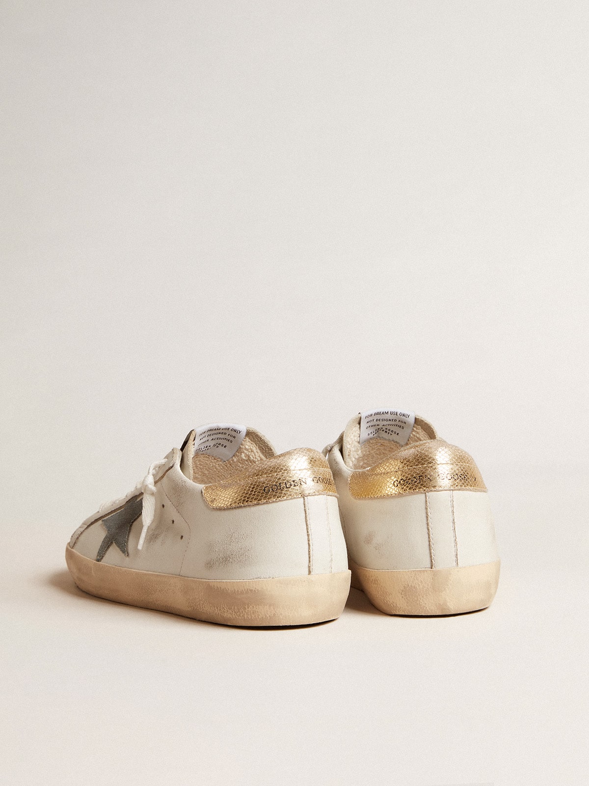 Golden Goose - Men's Super-star With Suede Star And Platinum Snake-print Leather Heel Tab, Man