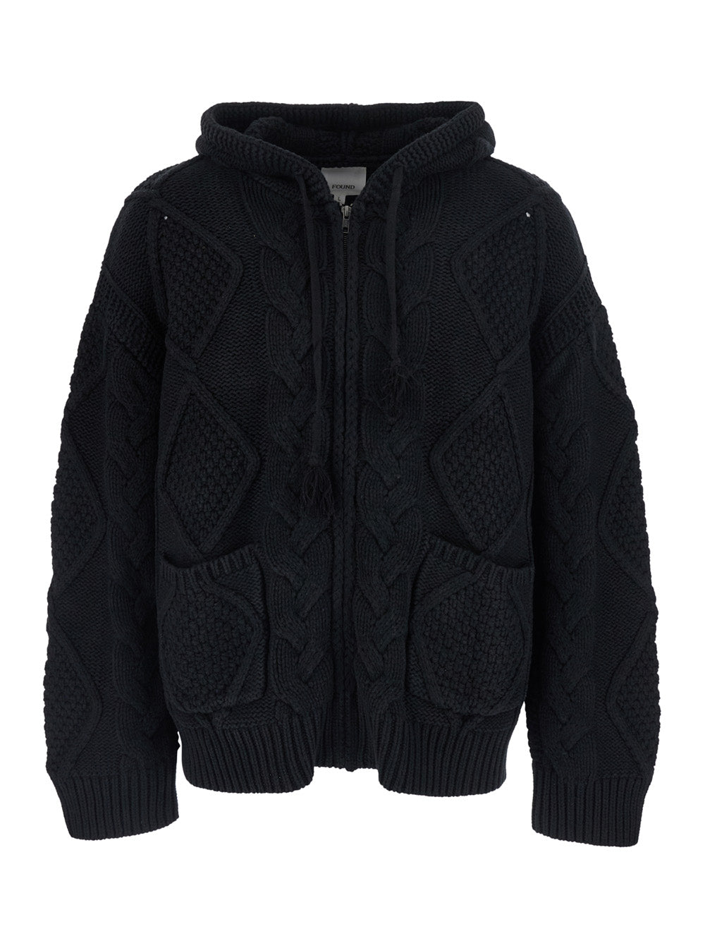 Hooded Wool Cardigan — Black
