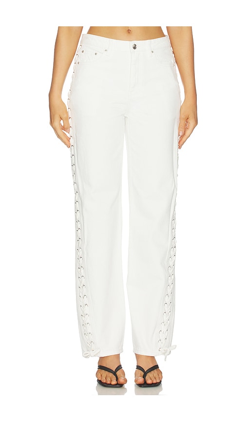 ROTATE Loose Fit Laced Jeans in White. - 25 also , 26
