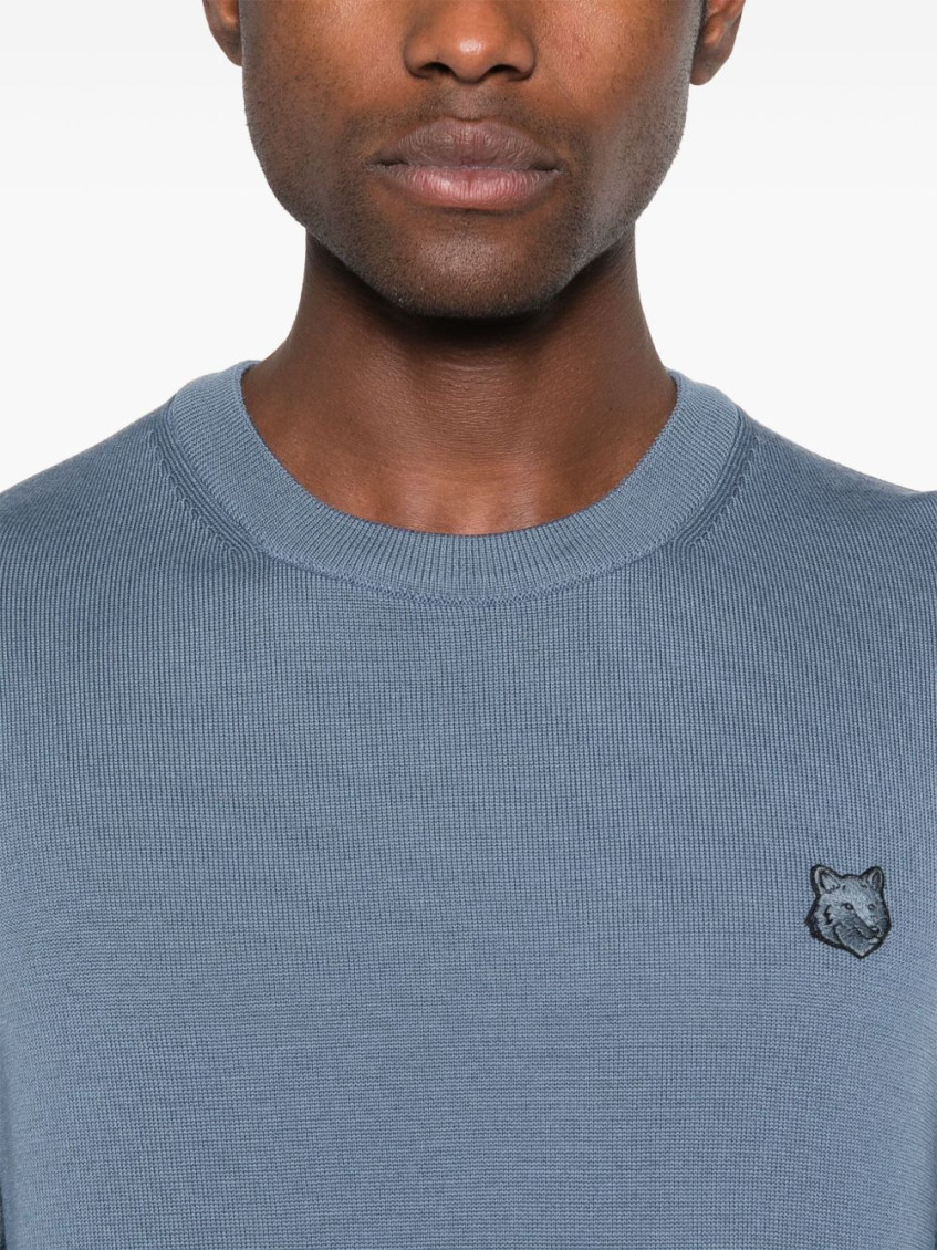 Blue Bold Fox Head wool jumper