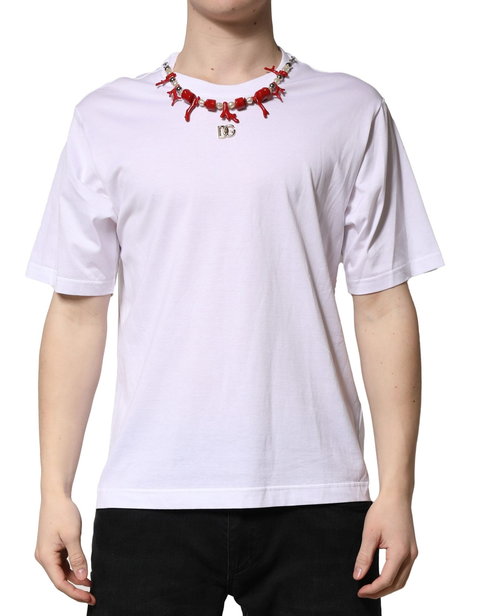 Embellished Cotton T-Shirt — White