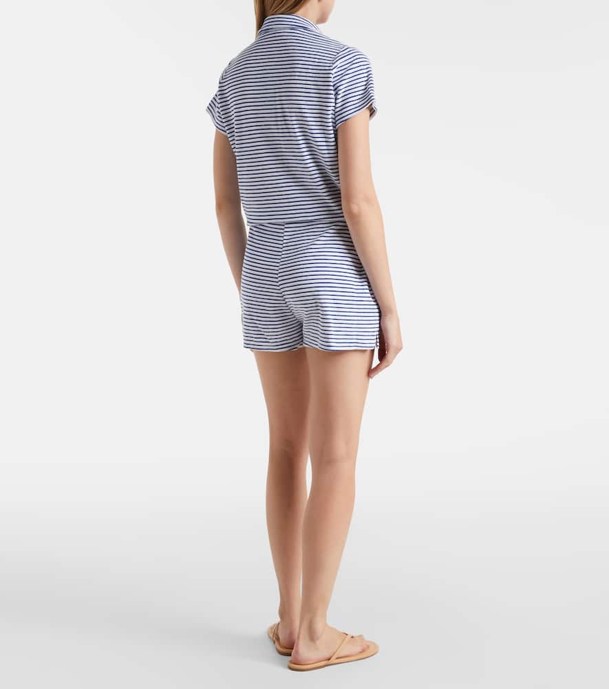 Cheryl striped cotton-blend romper