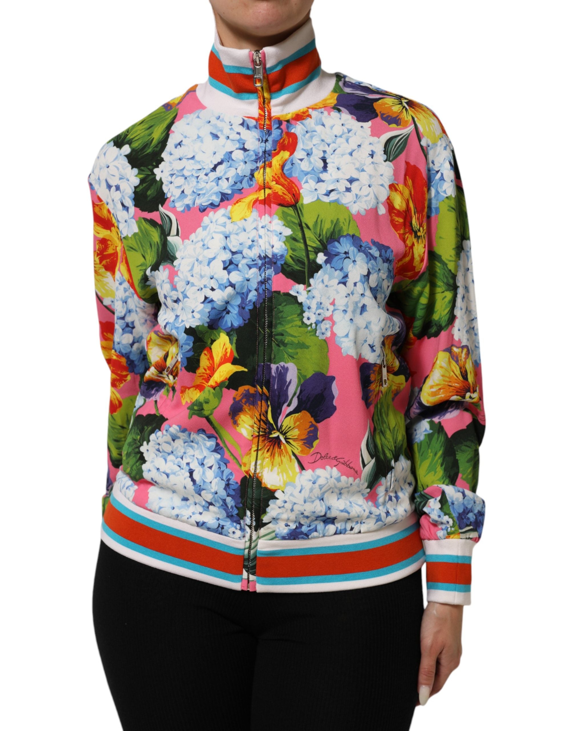 Floral Print Zip Cardigan — Multicolor