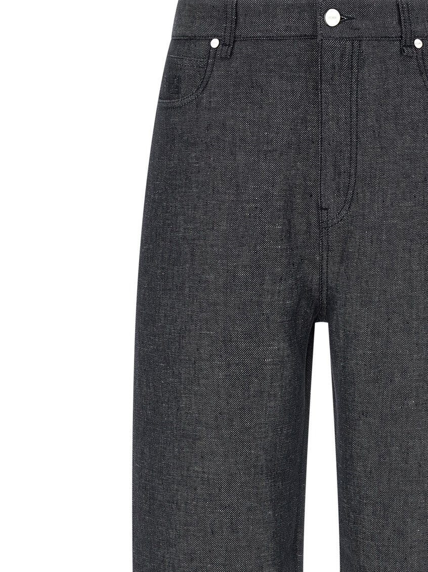 Relaxed Linen, Cotton And Silk Jeans