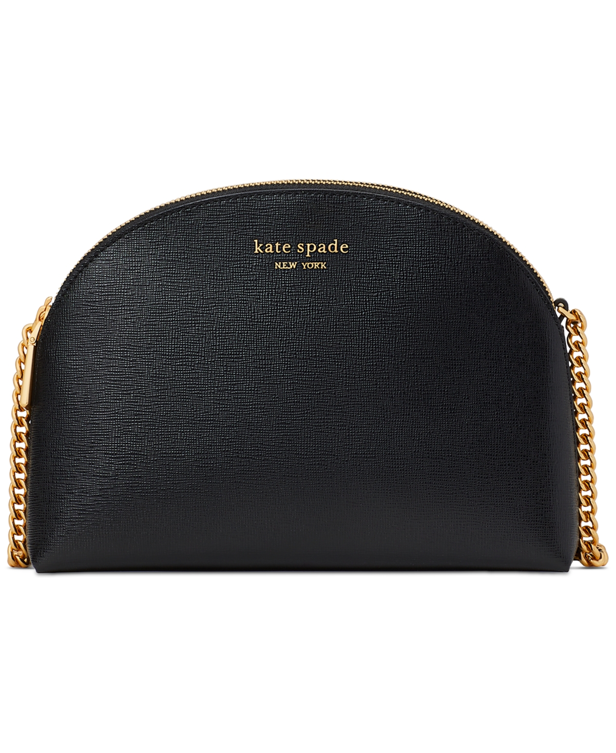 Morgan Saffiano Leather Dome Crossbody - Black