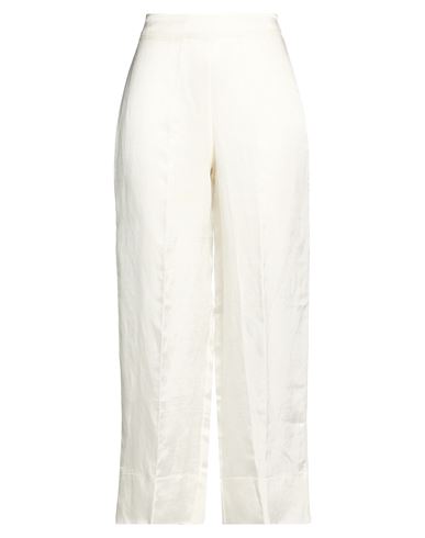 Woman Pants Ivory Size 6 Linen, Viscose