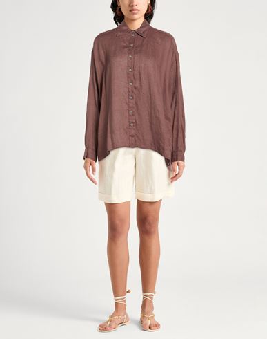 Woman Shirt Chocolate brown Size 8 Linen
