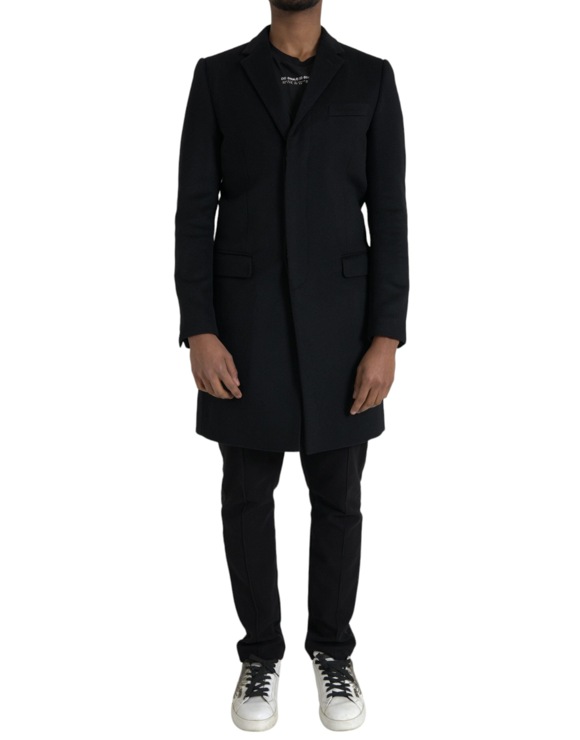 Virgin Wool and Cashmere Trench Coat — Black