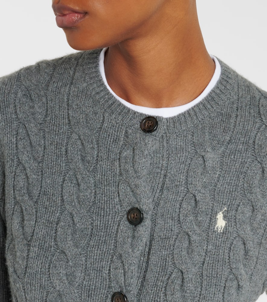 Cable-knit wool and cashmere cardigan