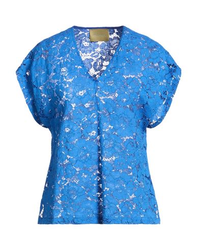 Momoní Woman Top Bright blue Size 8 Polyamide, Cotton, Viscose