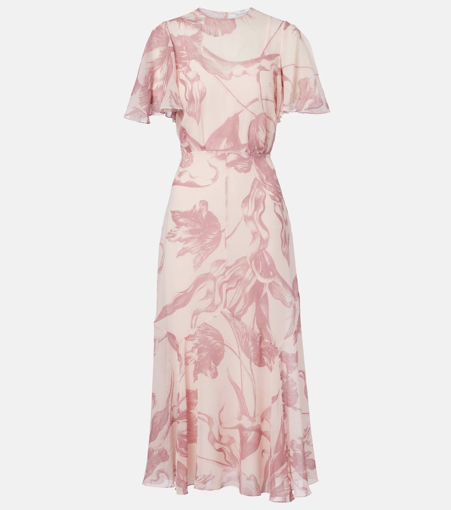 Printed silk midi dress