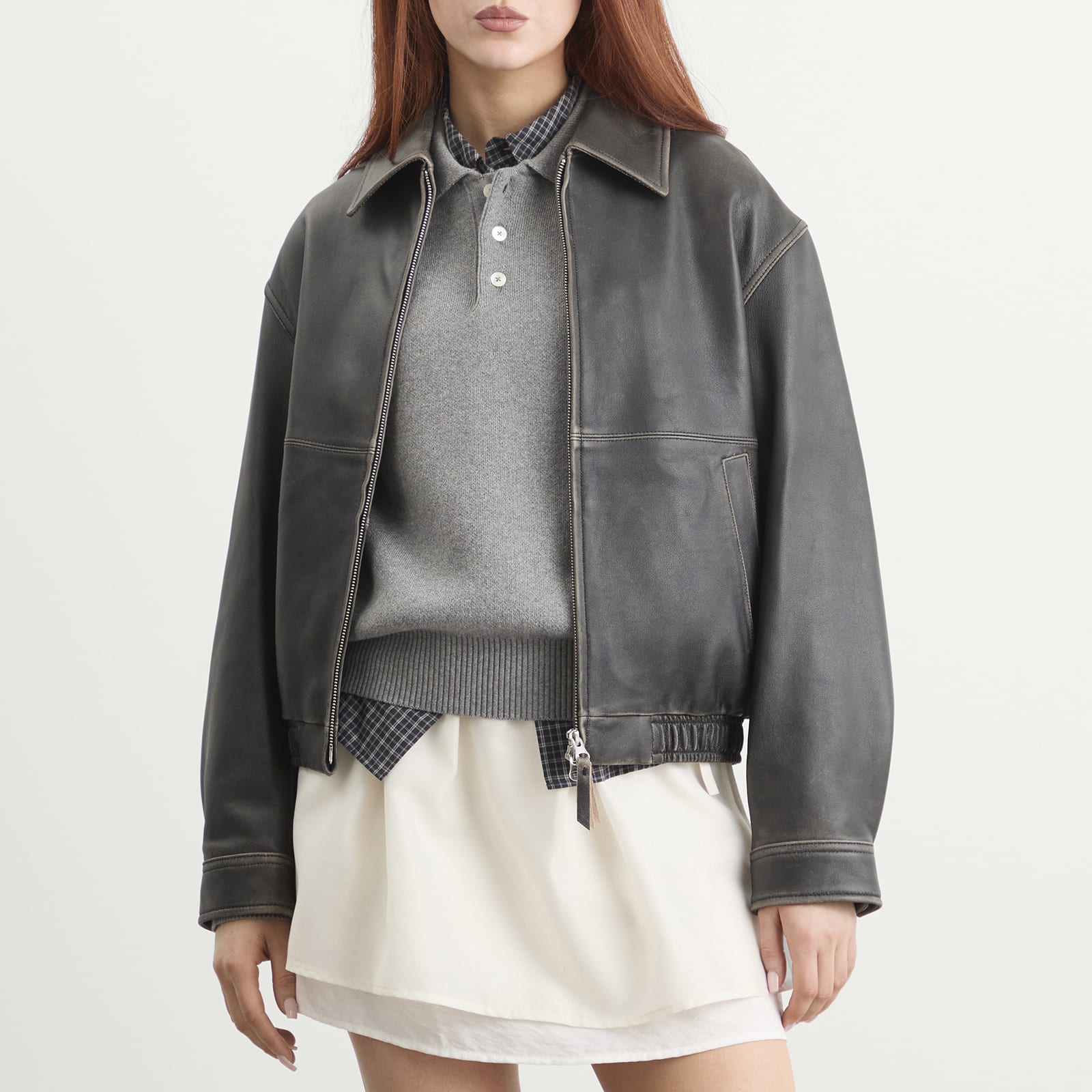 Women's Drizzler Leather Jacket in Brushed Black