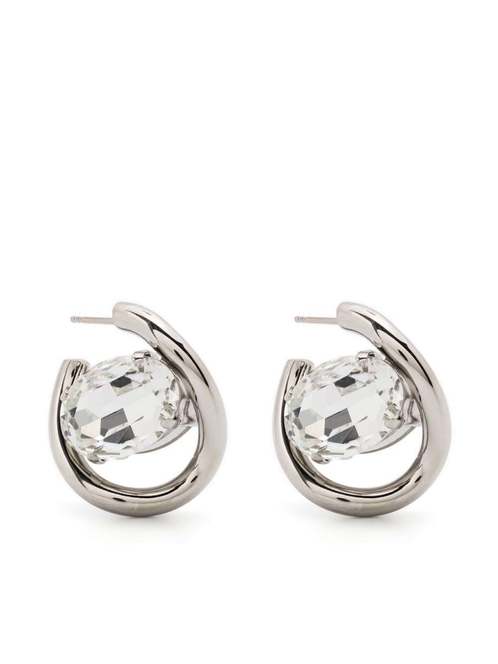 Twisted-hoop crystal earrings - Silver