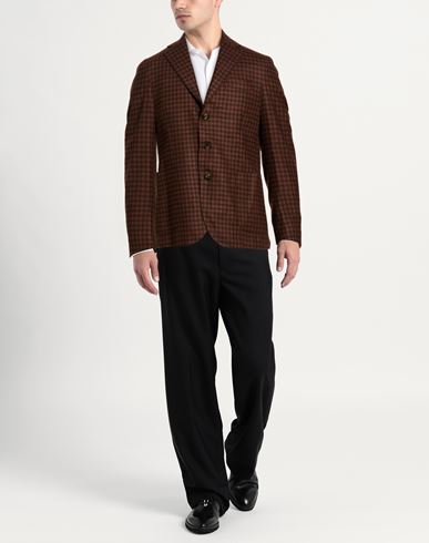 Man Blazer Chocolate brown Size 40 Virgin Wool, Linen, Silk, Elastane