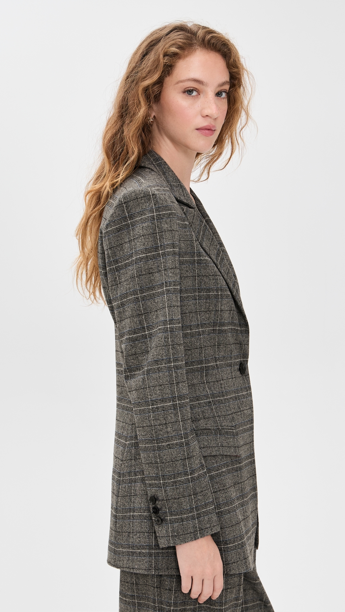 Quinn Hourglass Blazer Blue Grey Plaid