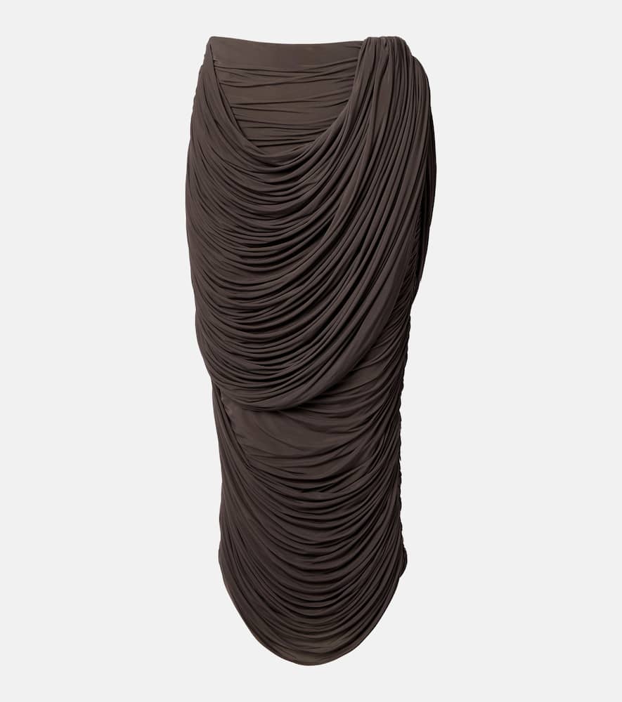 Draped jersey midi skirt