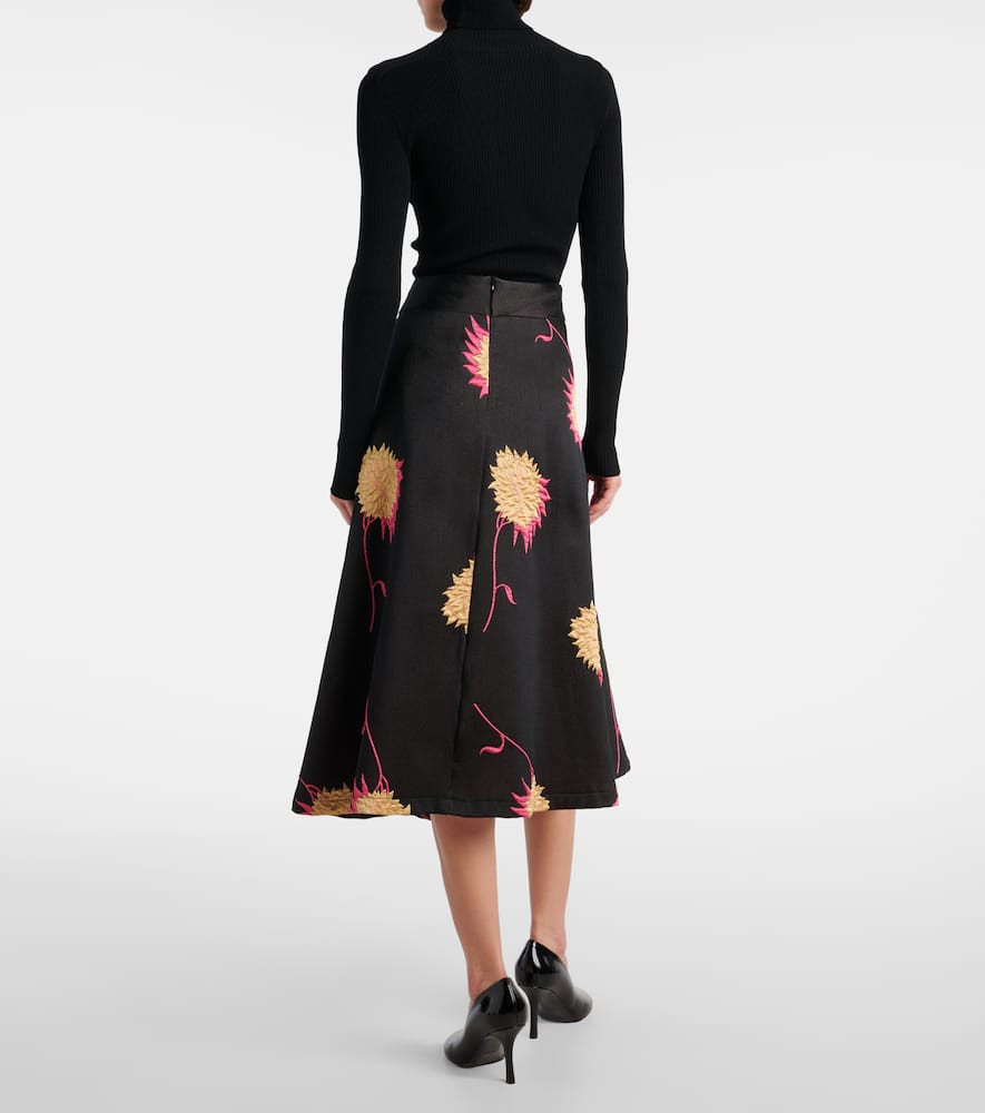 Milano jacquard satin midi skirt