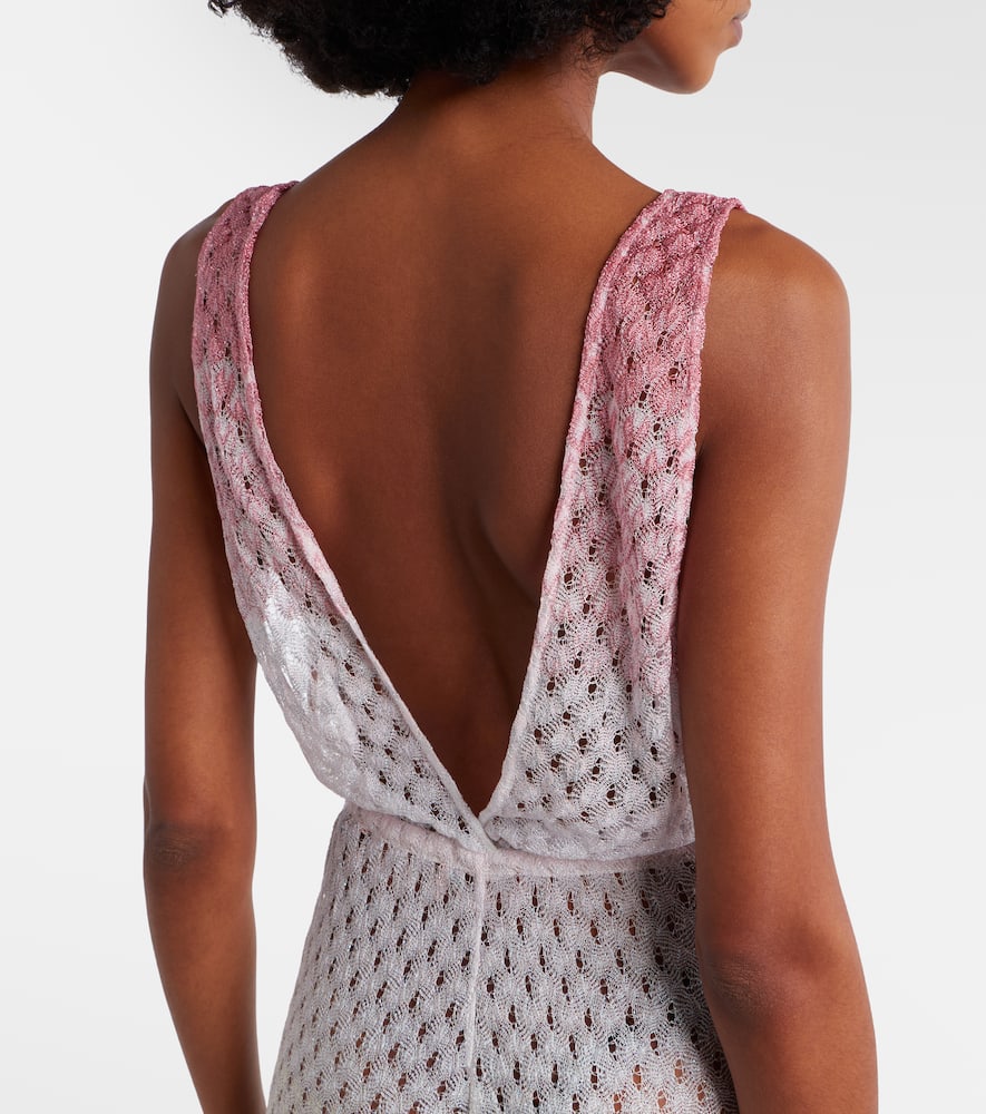 Open-knit lamé jumpsuit