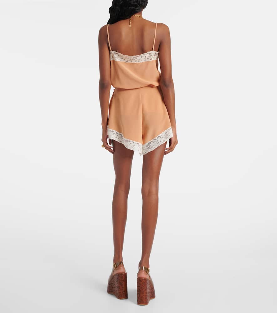 Chloé Lace-trimmed silk shorts