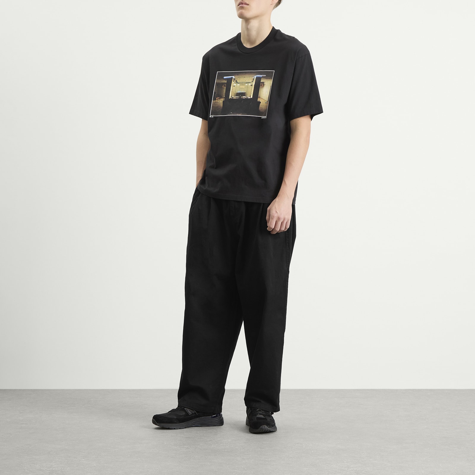 Men's Lights On Photo T-Shirt Black