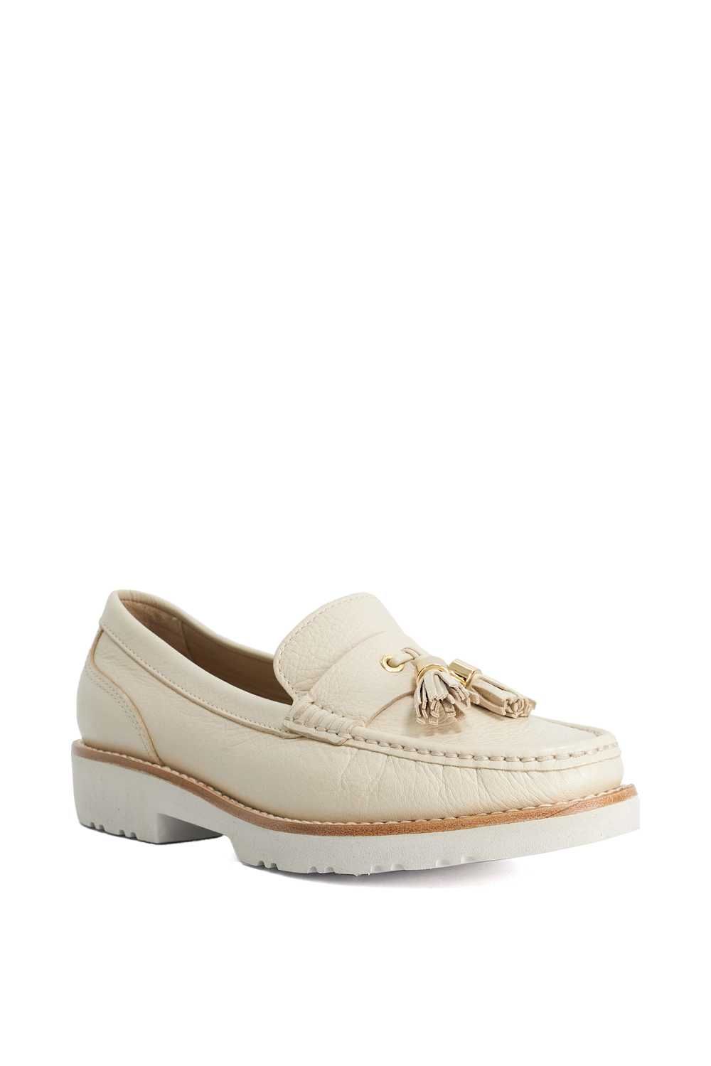 Dune London Wide Fit 'gwen' Leather Loafers In Natura