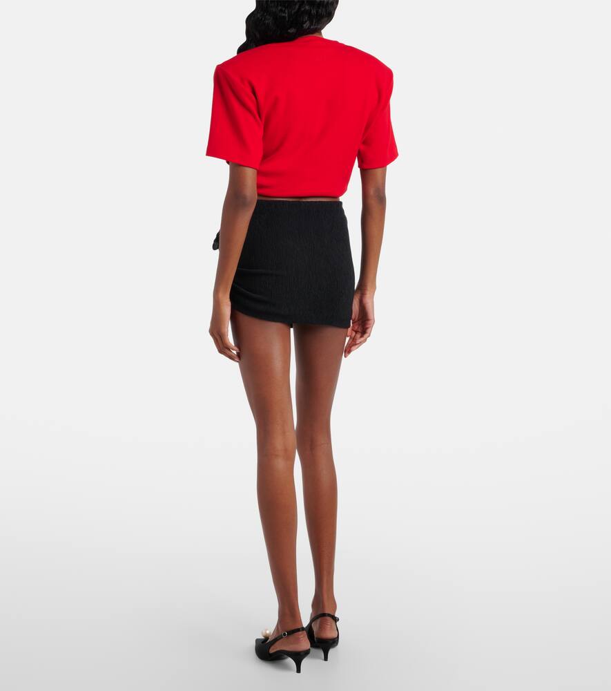 Floral-appliqué miniskirt