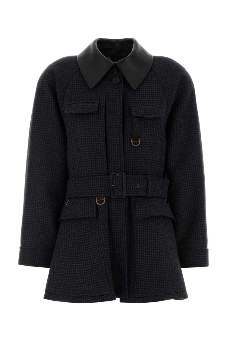 Virgin Wool Trench With Leather Collar